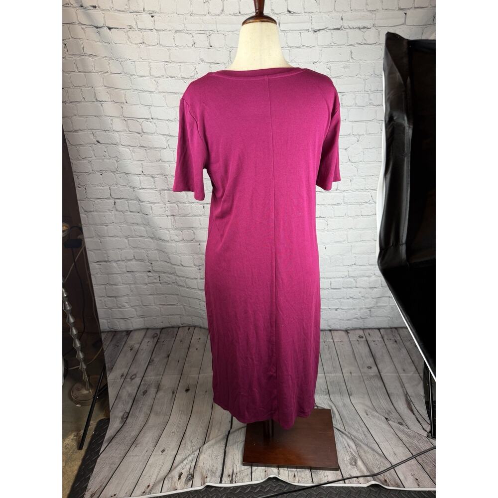A New Day Ribbed Crew Neck Midi Dress Womens Size XXL Pink Magenta Side Slit New - Picture 6 of 9